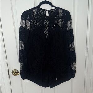 NWT Elegant Black Lace Women's Romper Blessed are the meek size 2